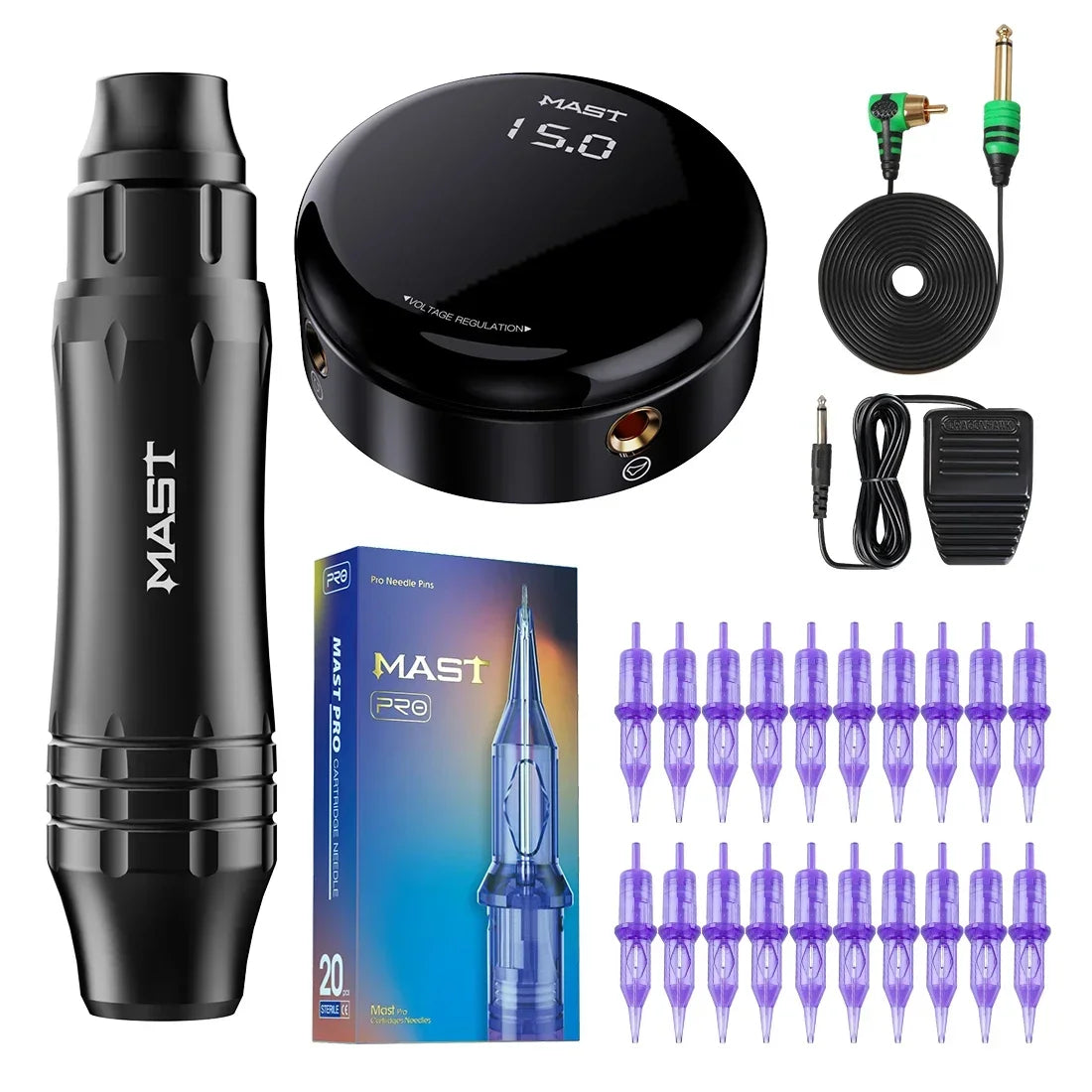 Mast P10 Ultra Permanent Makeup Kit RCA Tattoo Machine Pen OLED Screen Power Supply Mast Pro Cartridge Needles Tattoo Set