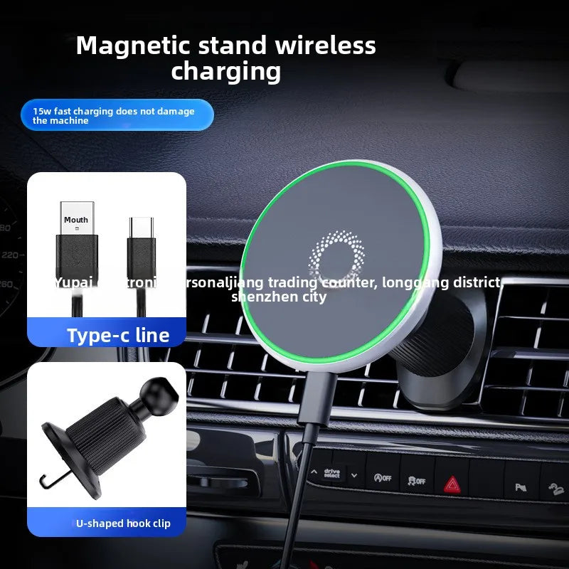 T50 Car Magnetic Phone Holder - 15W Fast Wireless Charger, MagSafe Compatible,Strong Magnet Car Mount, Air Vent/Dashboard Holder