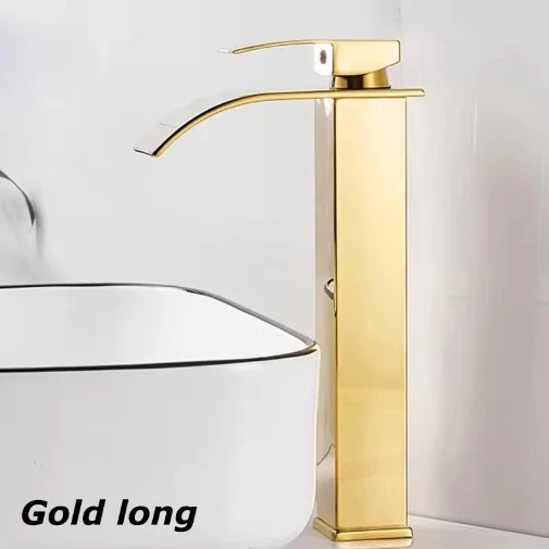 Hot And Cold Stainless Steel Waterfall Wash Basin High And Low Faucet Black Toilet Wash Basin Bathroom