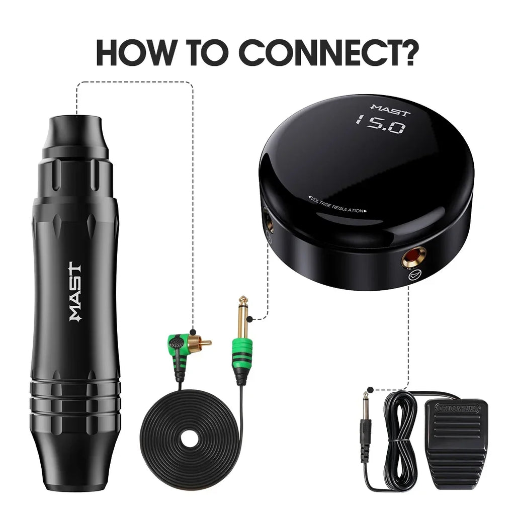 Mast P10 Ultra Permanent Makeup Kit RCA Tattoo Machine Pen OLED Screen Power Supply Mast Pro Cartridge Needles Tattoo Set