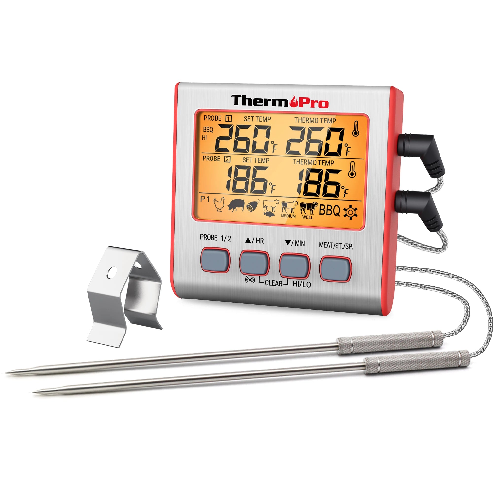 ThermoPro TP17 Dual Probes Digital Outdoor Meat Thermometer Cooking BBQ Oven Thermometer with Big LCD Screen For Kitchen