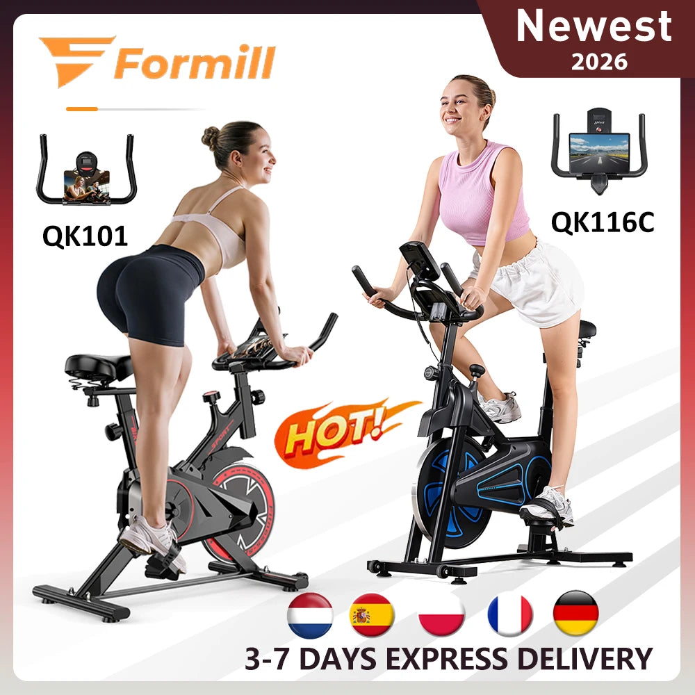 Formill QK101 10KG Flywheel 265lbs Friction & QK116C 12KG Flywheel 287lbs Magnetic Bicycle, Belt Drive, Display, Home Cardio