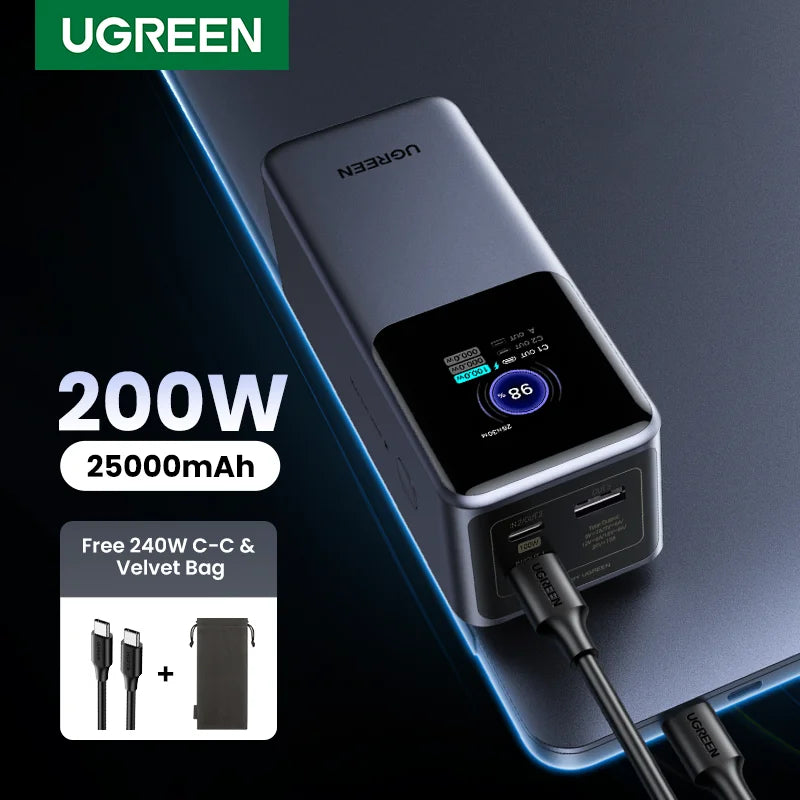 [KC Certification] UGREEN 200W Fast Charging Power Bank 25000mAh PD PowerBank for Laptop Notebook Fast Charge External Battery