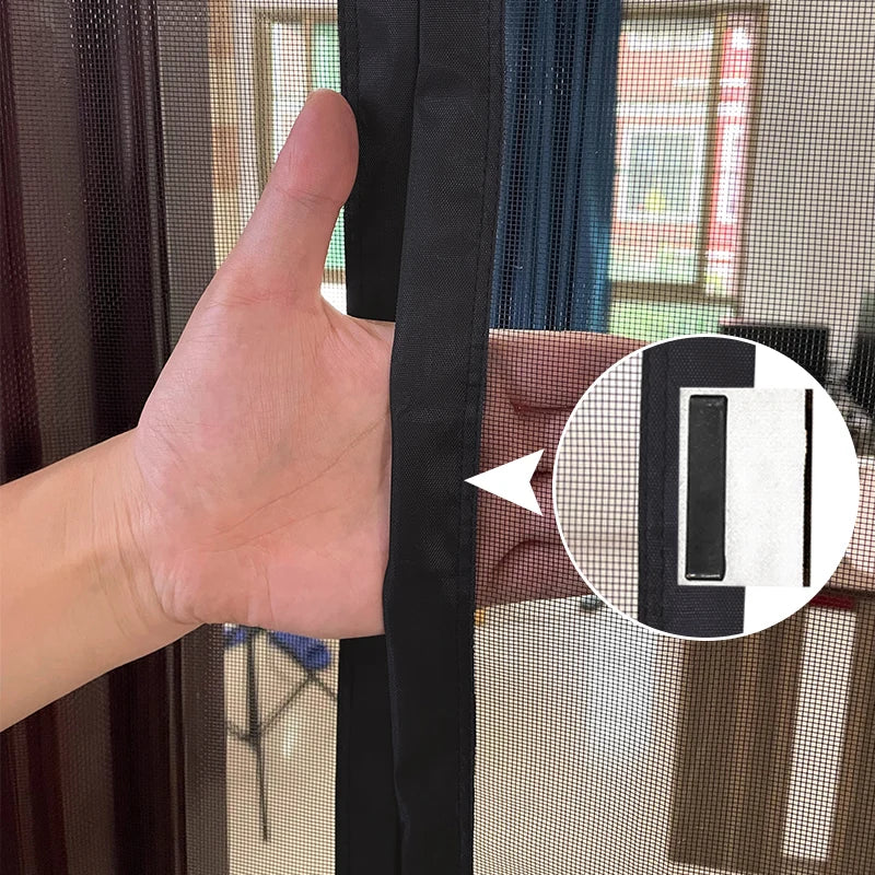 TYMF Magnetic Door screen Mosquito Net Mesh Black Custom Size Fly Insect Invisible self-adhesive for Kitchen indoor living room