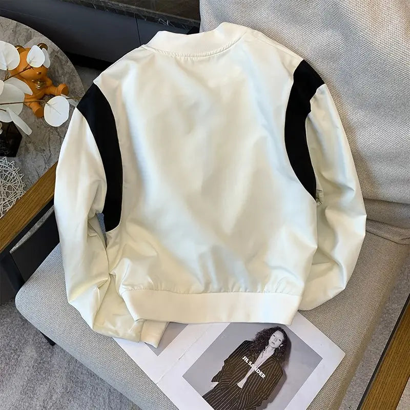 Retro Hong Kong Style Chic Baseball Uniform for Women 2025 Spring New Design Style Small Short Jacket Jacket