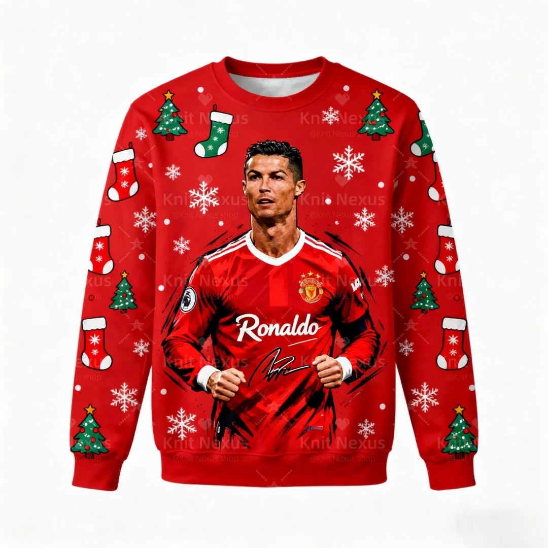 Christmas Ronaldo fan commemorative football Sweatshirts Autumn Fashion Leisure Y2K Children's Hoodies Men's Women's Sweatshirts