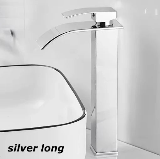 Hot And Cold Stainless Steel Waterfall Wash Basin High And Low Faucet Black Toilet Wash Basin Bathroom