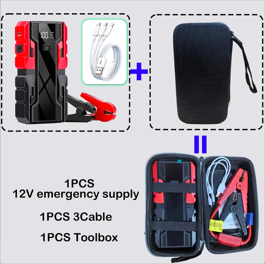 New 12V 99800mAh Car Jump Starter ,Portable Emergency Power Bank Battery Booster with LED Light, USB, for SUV Van Motorcycle ATV
