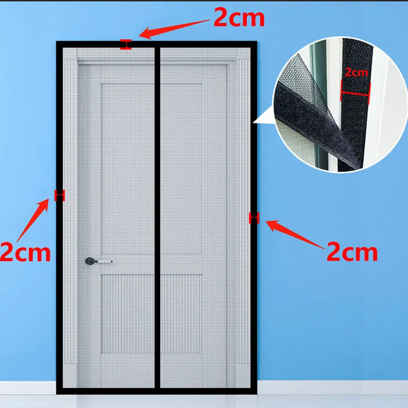TYMF Magnetic Door screen Mosquito Net Mesh Black Custom Size Fly Insect Invisible self-adhesive for Kitchen indoor living room