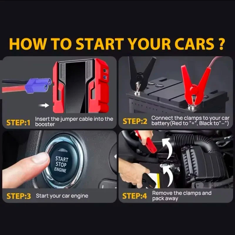 New 12V 99800mAh Car Jump Starter ,Portable Emergency Power Bank Battery Booster with LED Light, USB, for SUV Van Motorcycle ATV