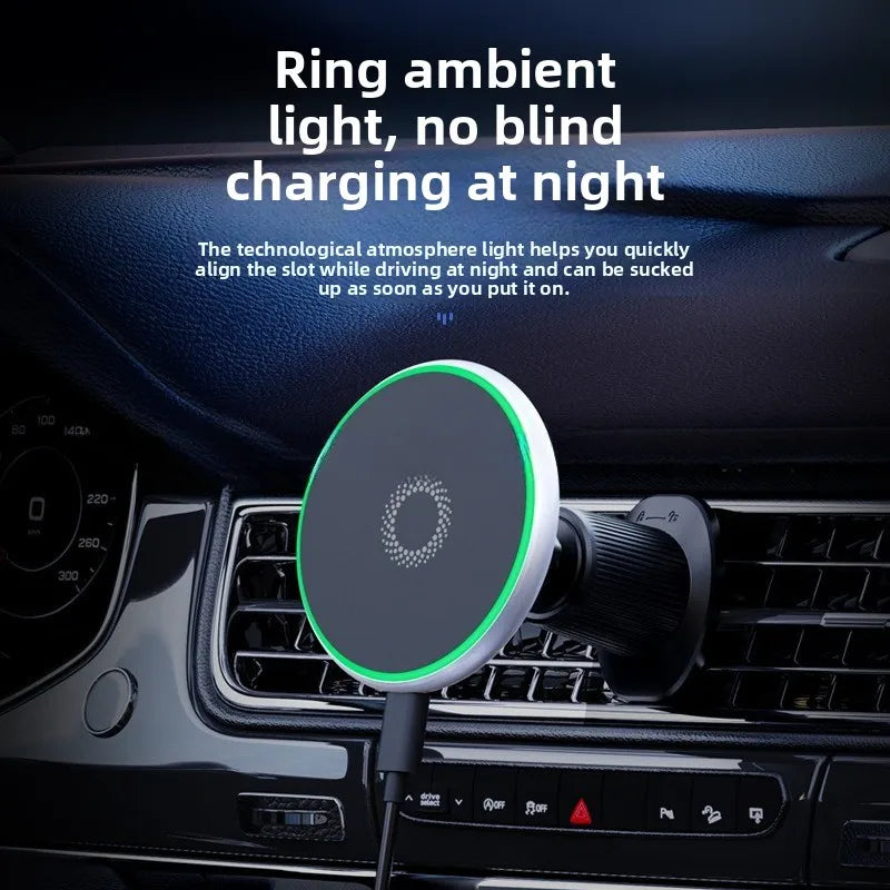 T50 Car Magnetic Phone Holder - 15W Fast Wireless Charger, MagSafe Compatible,Strong Magnet Car Mount, Air Vent/Dashboard Holder