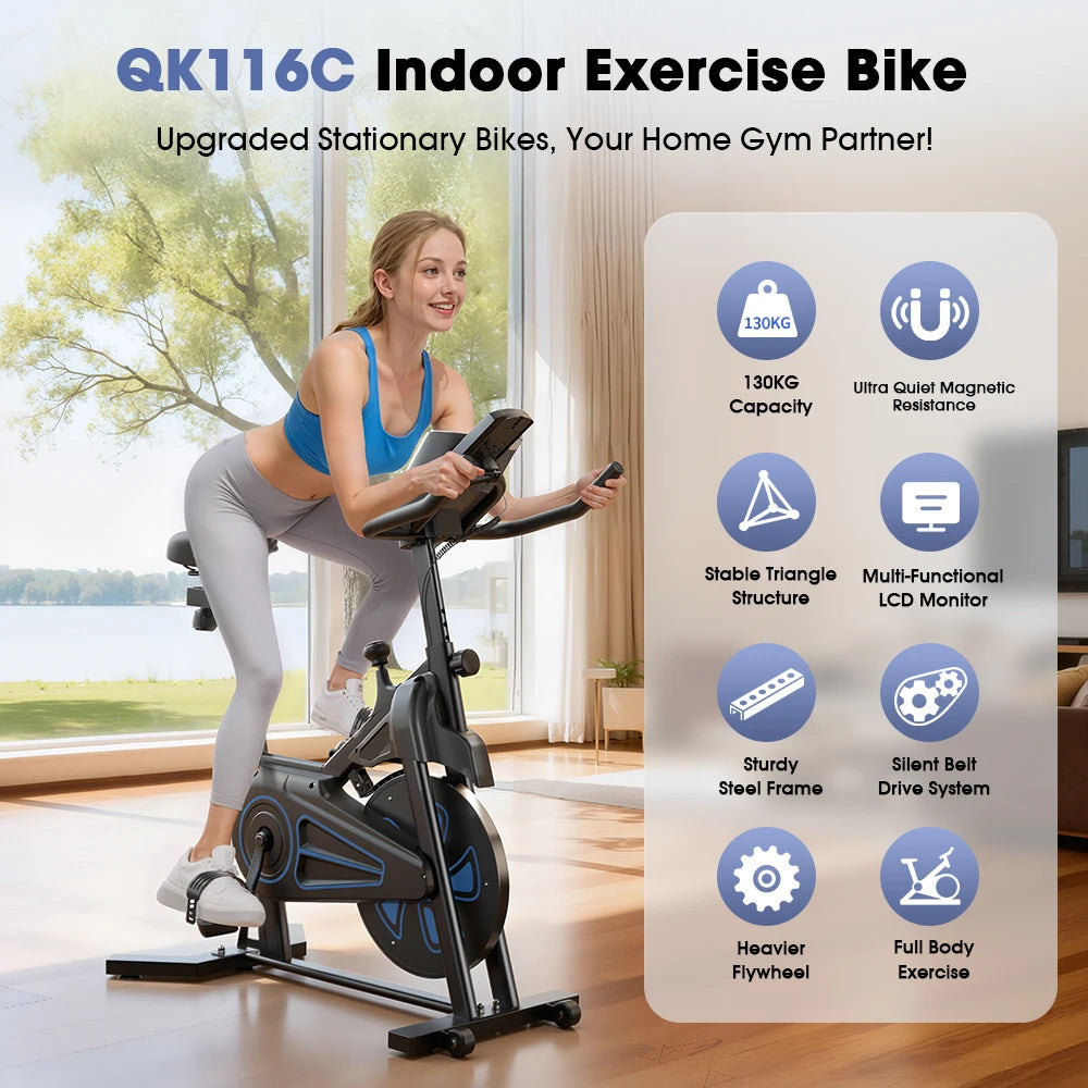 Formill QK101 10KG Flywheel 265lbs Friction & QK116C 12KG Flywheel 287lbs Magnetic Bicycle, Belt Drive, Display, Home Cardio