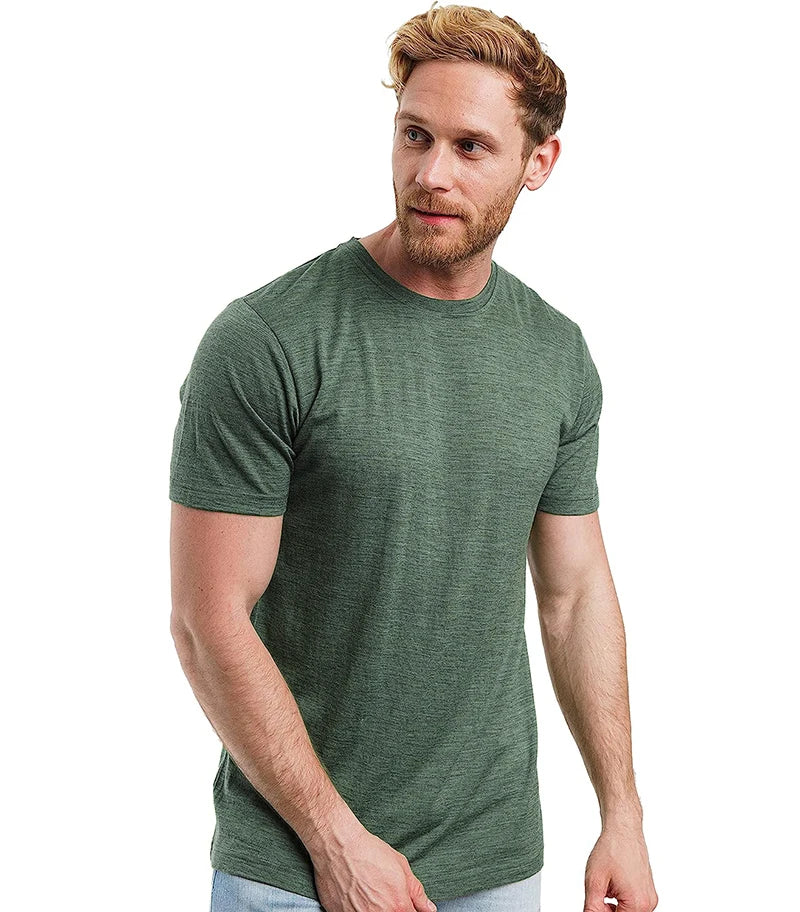 100% Merino Wool T Shirt Men Merino Wool T Shirt Base Layer Merino Wool Shirt Soft Wicking Breathable Anti-Odor No-itch USA Size