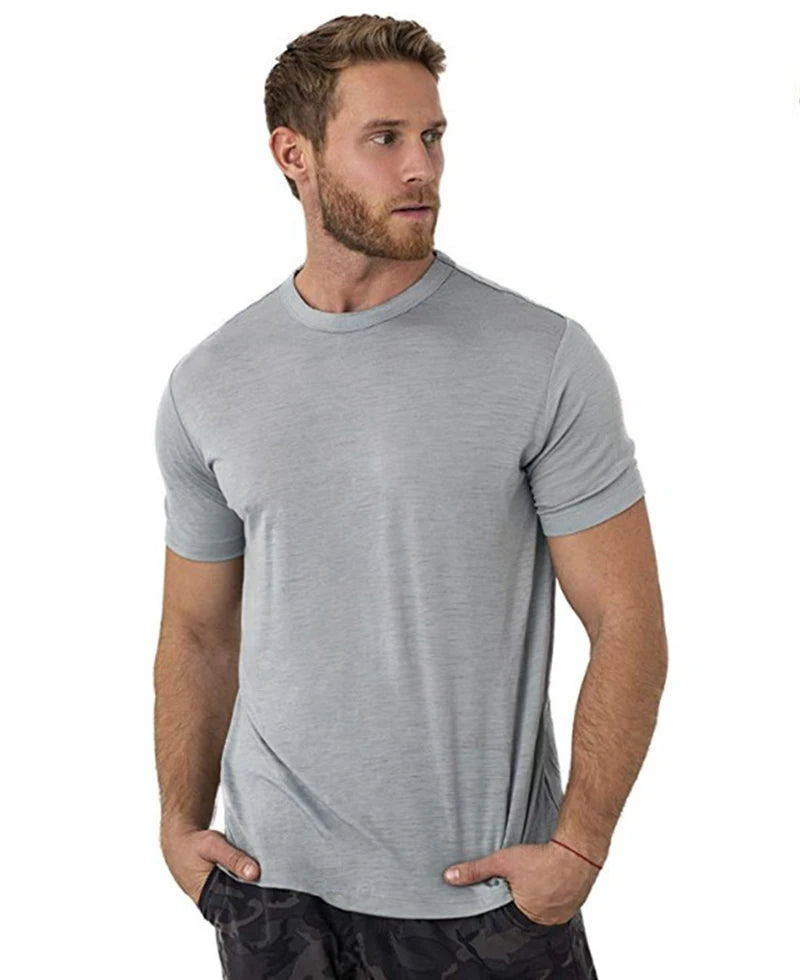 100% Merino Wool T Shirt Men Merino Wool T Shirt Base Layer Merino Wool Shirt Soft Wicking Breathable Anti-Odor No-itch USA Size